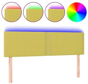 Κεφαλάρι Κρεβατιού LED Πράσινο 144x5x78/88 εκ. Υφασμάτινο - Πράσινο