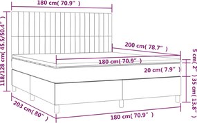 vidaXL Κρεβάτι Boxspring με Στρώμα Μπλε 180x200 εκ. Υφασμάτινο