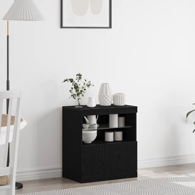 vidaXL Μπουφές με LED Φώτα Μαύρο Δρυς 60x37x67 εκ.