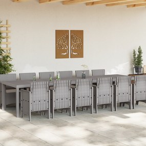 vidaXL Σετ Τραπεζαρίας Κήπου 13 κομματιών με Μαξιλάρια Ελαφρύ Γκρι Πολυ Ρατάν