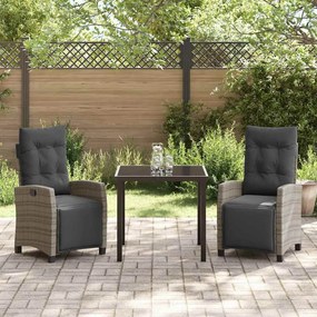 vidaXL Σέτ φαγητού για κήπο 3 pcs Γκρι συνθετικό ρατάν