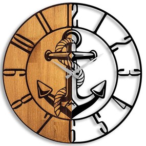 Ρολόι Τοίχου 539TNL1158 Φ56cm Walnut-Black Wallity Metal,Wood