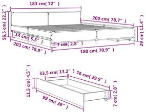 ΠΛΑΙΣΙΟ ΚΡΕΒΑΤΙΟΥ ΜΕ ΣΥΡΤΑΡΙΑ ΚΑΦΕ ΔΡΥΣ 180X200 ΕΚ. ΕΠΕΞ. ΞΥΛΟ 3279921