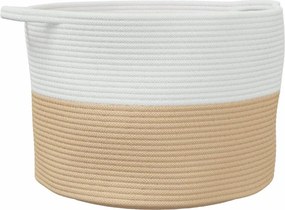 vidaXL Καλάθι Απλύτων Μπεζ και Λευκό Ø55x36 εκ. Βαμβακερό