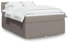 vidaXL Κρεβάτι Boxspring με Στρώμα Taupe 140x190 εκ. Υφασμάτινο