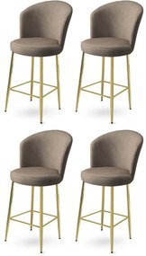 Σκαμπό Μπαρ Fora Babyface (Σετ 4Τμχ) 240CHR1152 46x40x107cm Cappuccino-Gold Μέταλλο,Ύφασμα