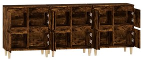 vidaXL Ντουλάπια 3 τεμ. Καπνιστή Δρυς 60x35x70 εκ. Επεξεργασμένο Ξύλο