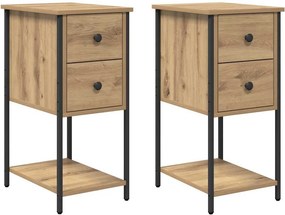 vidaXL Κομοδίνο 2 τμχ. artisan δρυς 32 x 42 x 70 εκ Επεξεργασμένο ξύλο