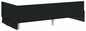 vidaXL Κρεβάτι Γωνίας Μαύρο 90 x 200 cm Ύφασμα και Έργο ξύλου