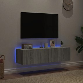 vidaXL Έπιπλα Τοίχου Τηλ. με LED 2 Τεμ. Γκρι Sonoma 60x35x31 εκ.