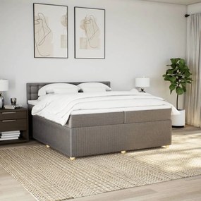 vidaXL Κρεβάτι Boxspring με Στρώμα Taupe 200x200 εκ. Υφασμάτινο