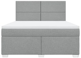 vidaXL Κρεβάτι Boxspring με Στρώμα Ανοιχτό Γκρι 180x200 εκ. Υφασμάτινο