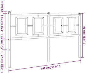 Κεφαλάρι Μαύρο 135 εκ. Μεταλλικό - Μαύρο