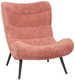 Πολυθρόνα Brym HM9605.02 97x80x100cm Με Ξύλινα Πόδια & Μπουκλέ Ύφασμα Pink-Black Wood, Fabric