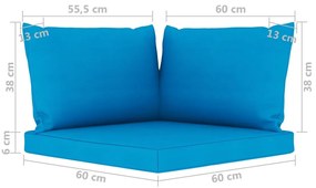 Καναπές Κήπου Τριθέσιος με Γαλάζια Μαξιλάρια - Μπλε