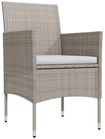 vidaXL Σετ Τραπεζαρίας Κήπου 3 Τεμαχίων Μπεζ και Μαύρο με Μαξιλάρια