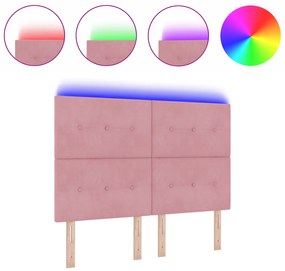 vidaXL LED Κεφαλάρι Ροζ 72 εκ Βελούδο