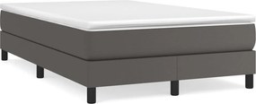 vidaXL Κρεβάτι Boxspring με Στρώμα Γκρι 120x200εκ. από Συνθετικό Δέρμα