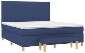 Κρεβάτι Boxspring με Στρώμα Μπλε 160x200 εκ. Υφασμάτινο - Μπλε