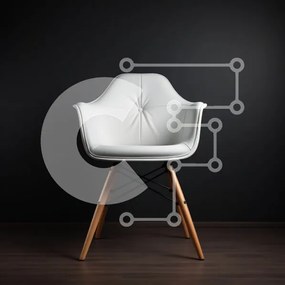 Intra Συλλεκτικό Ξύλινο Παζλ Plywood  4mm - Μοντέρνα λευκή δερμάτινη καρέκλα με ξύλινο σκελετό Σε Ξύλινο Κουτί - Διαστάσεις Puzzle: 10x10 cm – 25 κομμάτια