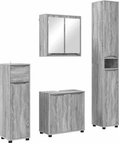 vidaXL Σετ Επίπλων Μπάνιου 4 pcs Γκρίζο Σονομα Επεξεργασμένο ξύλο