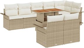 vidaXL Σετ Καναπέ Κήπου με αποθήκευση 9 pcs Μπεζ Πολυ ράταν