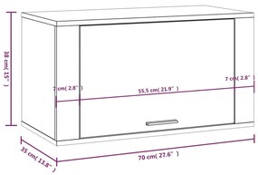 Παπουτσοθήκη Επιτοίχια Καφέ δρυς 70x35x38 εκ Μασίφ Ξύλο Πεύκου - Καφέ