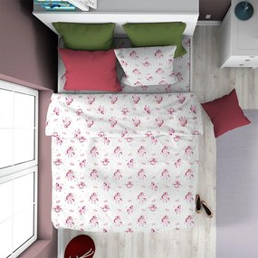 Παπλωματοθήκη Παιδική Unicorn 208 White-Pink DimCol Μονό 160x240cm 100% Βαμβάκι