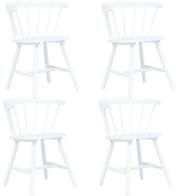 vidaXL Καρέκλες Τραπεζαρίας 4 τεμ. Λευκές Μασίφ Ξύλο Καουτσουκόδεντρου
