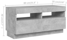 Έπιπλο Τηλεόρασης με LED Γκρι Σκυροδέματος 260 x 35 x 40 εκ. - Γκρι