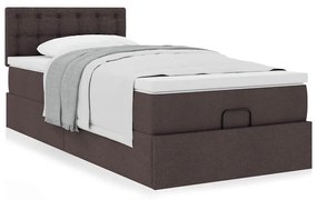 Οθωμανικό κρεβάτι με στρώμα σκούρο καφέ 90x190cm ύφασμα 3311590