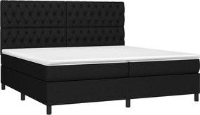 vidaXL Κρεβάτι Boxspring με Στρώμα Μαύρο 200x200 εκ. Υφασμάτινο
