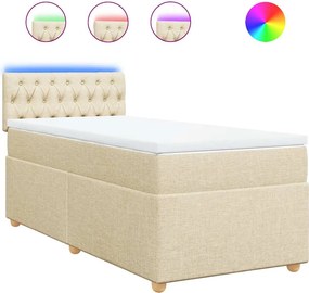 vidaXL Κρεβάτι Boxspring με Στρώμα Κρεμ 80 x 200 εκ. Υφασμάτινο