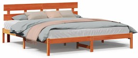 vidaXL Σκελετός Κρεβατιού Καφέ 180 x 200 cm Μασίφ ξύλο πεύκου