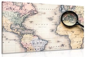Εικόνα παγκόσμιου χάρτη με μεγεθυντικό φακό - 90x60