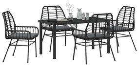 vidaXL Σέτ φαγητού για κήπο 5 pcs Μαύρο συνθετικό ρατάν