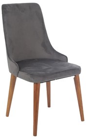 Artekko Rio Καρέκλα με Ξύλινο Καφέ Σκελετό και Γκρι Σκούρο Βελούδο (52x65x93)cm