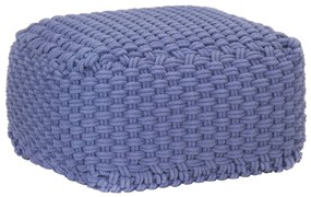 vidaXL Πουφ Πλεκτό Χειροποίητο Μπλε 50 x 50 x 30 εκ. Βαμβακερό