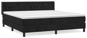 vidaXL Κρεβάτι Boxspring με Στρώμα Μαύρο 180x200 εκ. Βελούδινο