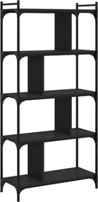 vidaXL Βιβλιοθήκη 5 Επιπέδων Μαύρη 76x32x158 εκ. Επεξεργασμένο Ξύλο