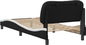 vidaXL Πλαίσιο κρεβατιού χωρίς Στρώμα Hvar Μαύρο/Λευκό 90x190εκ. Συνθ. Δέρμα