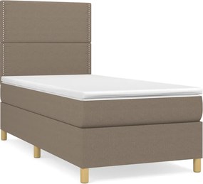 vidaXL Κρεβάτι Boxspring με Στρώμα Taupe 100 x 200 εκ. Υφασμάτινο