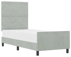 vidaXL Κρεβάτι από Βελούδο σε Ανοιχτό Γκρι 80x200 cm