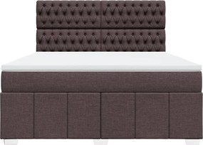 vidaXL Κρεβάτι Boxspring με Στρώμα Σκούρο Καφέ 180x200 εκ Υφασμάτινο