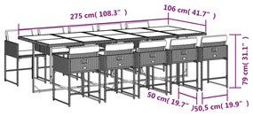 vidaXL Σετ Τραπεζαρίας Κήπου 11 Τεμαχίων Γκρι Συνθ. Ρατάν με Μαξιλάρια