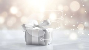 Intra Συλλεκτικό Ξύλινο Παζλ Plywood 4mm - Λευκό κουτί δώρου με φιόγκο σε φόντο Bokeh Σε Ξύλινο Κουτί - Διαστάσεις: 10x10 cm – 25 κομμάτια