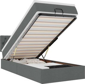vidaXL Οθωμανικό κρεβάτι με στρώμα σκούρο γκρι 100x200cm ύφασμα