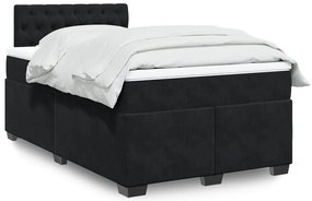 vidaXL Κρεβάτι Boxspring με Στρώμα Μαύρο 120x190 εκ. Βελούδινο