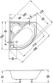 Sanitec Samantha 105x105 - Γωνιακή Μπανιέρα - Χωρίς, Χωρίς, Χωρίς, Χωρίς