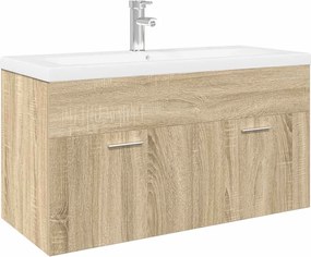 vidaXL Ντουλάπι Μπάνιου με Ενσωματωμένο Νιπτήρα Sonoma Δρυς